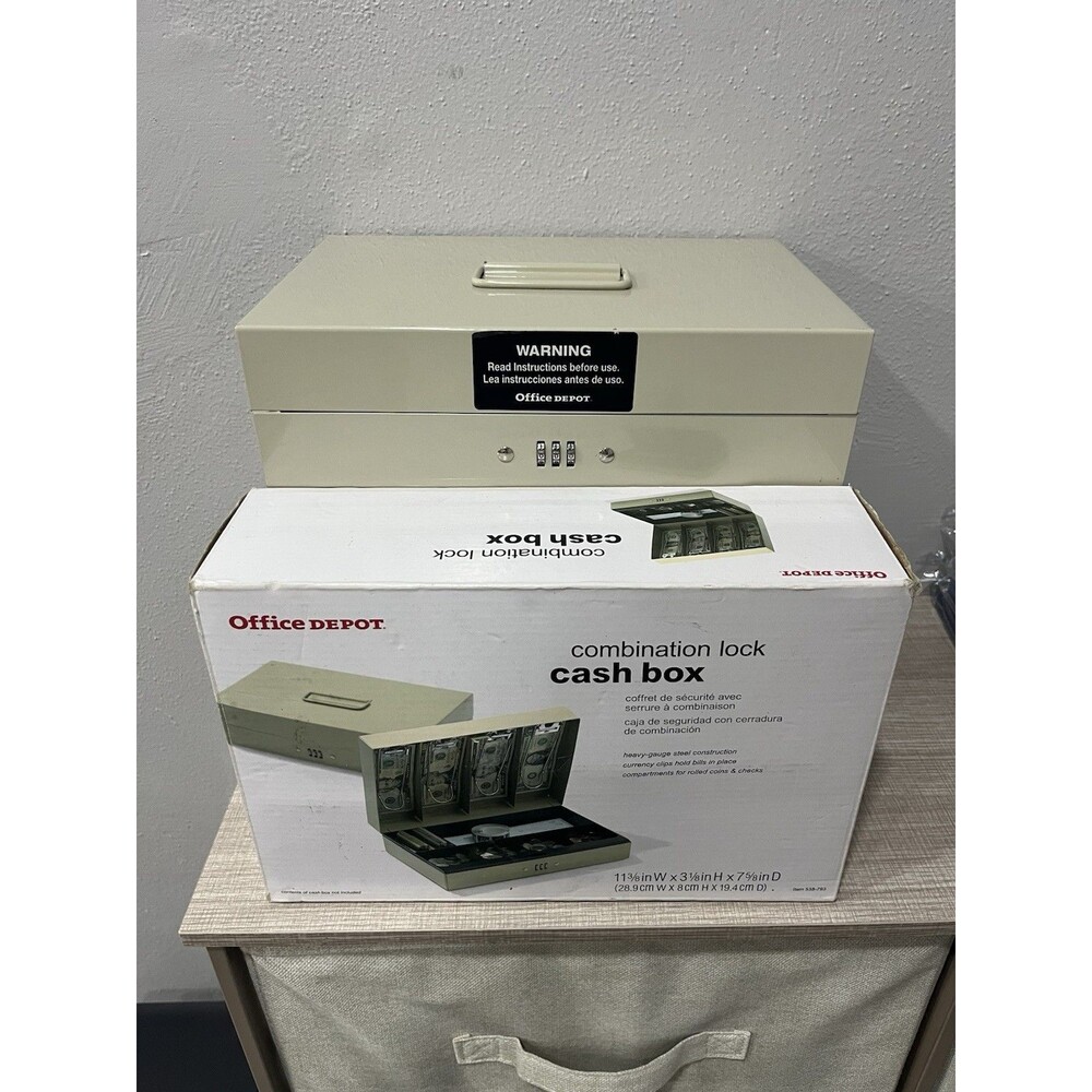 Office Depot Cash Box 3-Digit Combination Lock Sand #538793 New Open Box